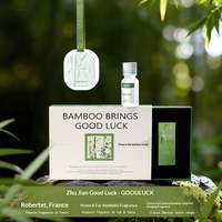 Coffret Cadeau de Bougies Aromatiques en Verre à la Cire de Soja et au Bambou, Diffuseur d'Huiles Essentielles de Luxe Style Chinois avec Pierres, Décoration Sans Flamme