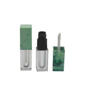 Tubo vacío de brillo de labios, personalizado, único, cuadrado, verde claro