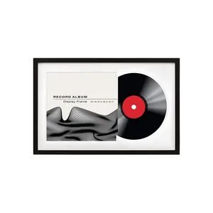 Fabriek Gemaakt 16*16 Zwart Modern Aan De Muur Gemonteerd Houten Vinyl Albumframe, Geschikt Voor 12 Inch Vinylplaten