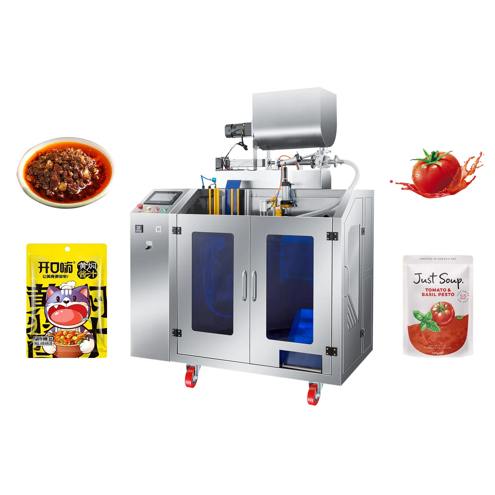 1kg 500g automatico Muti-funzione Stand Up cerniera macchina per imballare sacchetti pre-made macchina imballatrice per salsa al peperoncino al miele