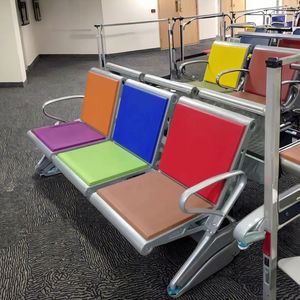 Sedia da Esterno per il Tempo Libero in Poliuretano, Ferro e Legno, Sedie per Sale d'Attesa di Aeroporti e Hotel, per Uso nei Parchi - Product Image 1