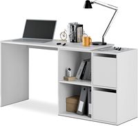 Duehome Artik Blanc Finition Multiposition Studio Spacio Modèle Réversible 120 cm Longueur X 77 cm Largeur Bureau Ordinateur