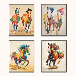 Chất Lượng Cao Khách Sạn Trang Trí Hiện Đại Đầy Màu Sắc Ngựa Vải Hoặc Pha Lê Sơn Dầu Trừu Tượng Động Vật Tường Nghệ Thuật Hình Ảnh Đóng Khung - Product Image 5