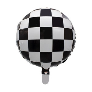 Palloncini per Feste di Compleanno 18 Pollici Piatti Rotondi Bianco e Nero a Scacchi Globos Palloncini in Mylar a Scacchiera - Product Image 1