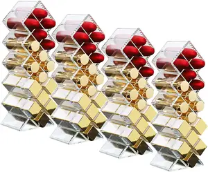 4 paquets de support de rouge à lèvres en acrylique, organisateur de stockage de brillant à lèvres transparent à 64 fentes, tour de support d'affichage de rouge à lèvres en forme de poisson