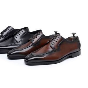 Chaussures italiennes en cuir faites à la main, grande taille, à lacets, antidérapantes, légères et respirantes, spécialement conçues pour les hommes de bureau et professionnels - Product Image 4