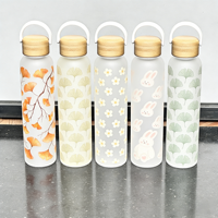 Bouteille d'eau en verre de luxe 550 ml avec impression personnalisée sur toute la surface et effet de surface en silicone doux au toucher