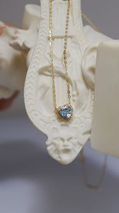 Xinfly - Collar de Diamantes en Forma de Corazón con Aguamarina y Oro Puro de 18K, Joyería Fina Au750, Personalizable - Product Image 4