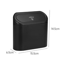Poubelle de voiture portable en ABS noir avec couvercle et logo - Rangement pour véhicule