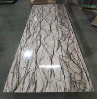 Panneau mural en PVC marbré de 2 mm d'épaisseur, haute brillance, revêtement UV, imperméable, résistant à l'humidité, plaque de pierre artificielle pour bureau, hall d'hôtel