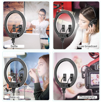Cincin Lampu Meja Dapat Disesuaikan Pemegang Kamera Pencahayaan Live Stream Makeup Video Konferensi TikTok LED Selfie Cincin Cahaya Webcam
