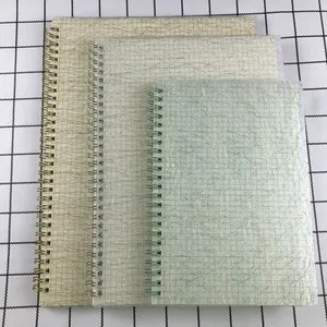 Cuaderno de doble espiral de metal ecológico, cuaderno de bobina con bolígrafo de papel, banda elástica reciclable para regalo de promoción