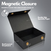 Boîte en carton pliable de luxe avec logo personnalisé recyclable, boîte en papier rigide noir de luxe avec fermeture magnétique, emballages de boîtes cadeaux en papier