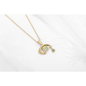Collana Creativa e Alla Moda con Occhio Turco Placcata in Oro 18K, Pendente in Rame con Micro-incastonatura di Zirconi, Catena per Clavicola - Product Image 5