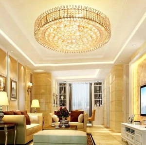 Offre Spéciale Lustre Lumière salle à manger salon Or Rond Moderne luxe Cristal Plafonnier - Product Image 4