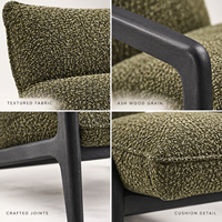 Fauteuil de loisirs moderne et écologique, durable, avec structure en bois de frêne véritable, rembourrage en éponge et tissu, pour salon et hôtel