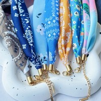 Collier Écharpe Paisley d'Été, Design Original, Perles Entretoises en Acier Inoxydable Plaqué Or 18K, Style Océan, Chaîne de Cou pour Femme