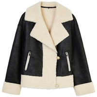 Femmes 100% laine vêtements décontractés Bomber veste manteau d'hiver chaud fourrure doublure bouton décoration dames court loisirs Streetwear