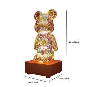 New 3D pháo hoa gấu RGB lãng mạn pháo hoa gấu phòng ngủ trang trí ánh sáng đèn thủy tinh đứng