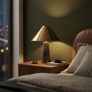 Lampe de chevet en métal avec abat-jour en forme de dôme, E27 LED, alimentation AC, lampe décorative moderne pour chambre à coucher, taille moyenne - Product Image 5
