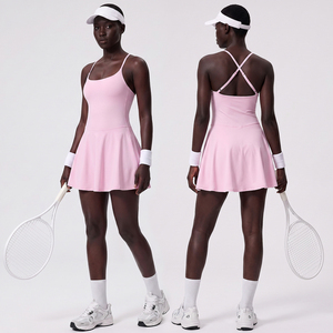 Yeni Stil Çapraz Sırtlı Yoga Elbisesi Kadınlar İçin Nefes Alabilen Hızlı Kuruyan Koşu Fitness Tenis Elbisesi Tek Parça Yoga Tulumu Bodysuit - Product Image 1