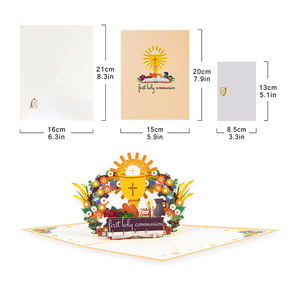 Ensemble de cartes de vœux 3D pop-up Croix de la Première <span class=keywords><strong>Communion</strong></span> pour Baby Shower - Cadeau <span class=keywords><strong>d</strong></span>'<span class=keywords><strong>invitation</strong></span> en papier artistique - Product Image 2