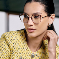 Partagas Fashion TR90 Lunettes de forme polygonale anti-lumière bleue Lunettes à monture optique Lunettes pour femmes Dames