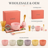 Ensemble complet de cérémonie du thé Matcha en 8 pièces, style japonais, bol en céramique, fouet, cuillère, passoire, boîte cadeau