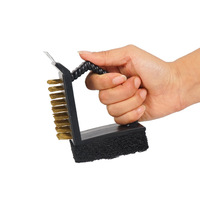 DAPHYLA Brosse de nettoyage multifonction 3-en-1 portable pour barbecue au charbon de bois, outils de grillade avec manche en plastique et poils résistants à la chaleur pour l'extérieur