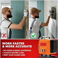 Niveau laser avec trépied, niveau laser auto-nivelant 4x360 ° Niveau laser 4D Green Line avec 2 batteries au lithium