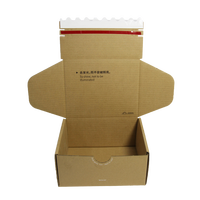 Boîte d'expédition en carton kraft brun avec bande adhésive détachable personnalisée, boîte à courrier, emballage, boîtes à fermeture éclair, emballées à plat