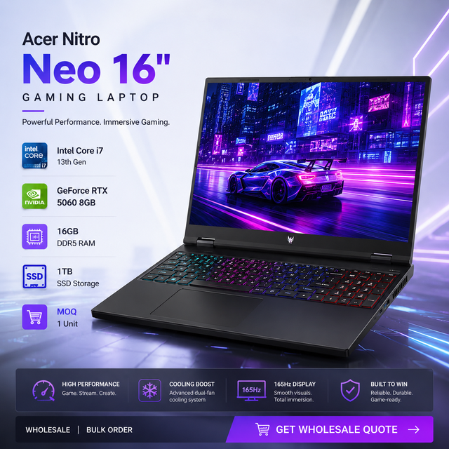 Acer Nitro Neo 16 Gaming Laptop Intel Core i7 RTX 5060 16 Inch High Performance Wholesale Brand New Business Gaming Laptop