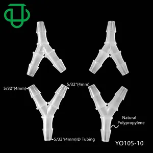 JU plastik Wye pemasangan pipa 5/32 inci tabung ID 4mm sama Barb Y bentuk 3 cara selang berduri tabung konektor untuk pengeluaran cairan