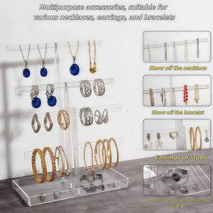Présentoir à bijoux en acrylique poli, design minimaliste moderne, empilable, avec plateau inférieur, montage facile, écologique - Product Image 3