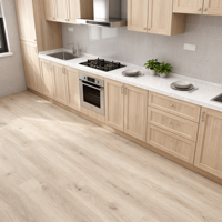 Premium Langlebiger PVC-Prägungsboden mit Rutschfester Oberfläche, Klicksystem, Eichenfarben, LVT-Bodenbelag für die Küche