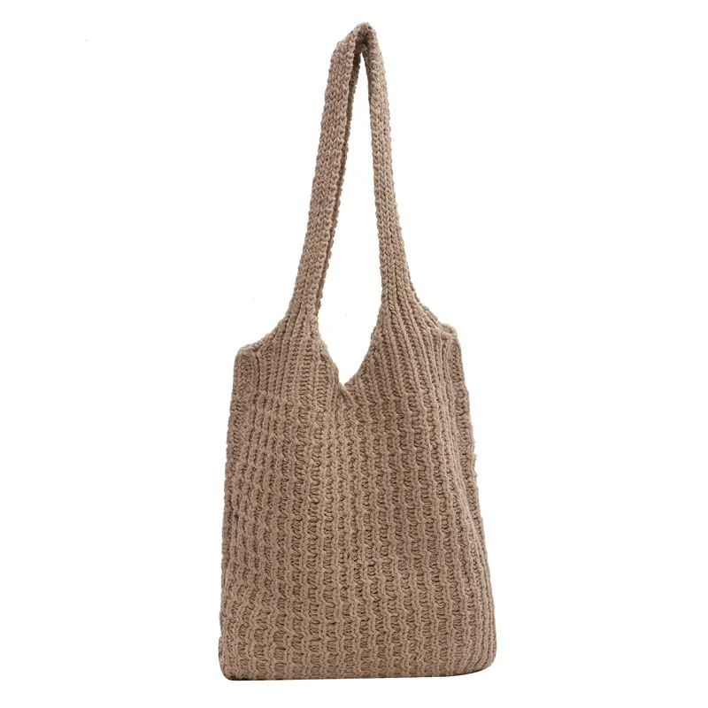 2023 New Crochet Purses Knitted Shoulder Bag Large Capacity Textured Handmade Knitting Tote Bag