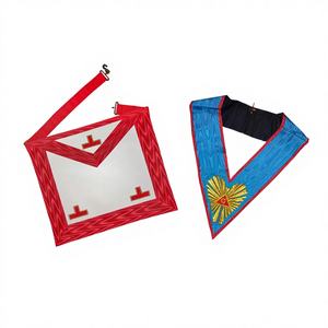 Regalia maçonniques de qualité supérieure en cuir, broderies artisanales pour Loge, tabliers et colliers de Maître Maçon, broderie au point de croix - Product Image 1