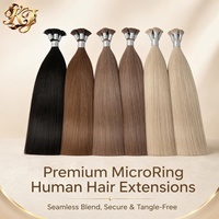 Extensions de cheveux humains naturels européens lisses à micro-anneaux pré-collés OEM, 100 % vierges Remy, double épaisseur, pointes épaisses, fusion