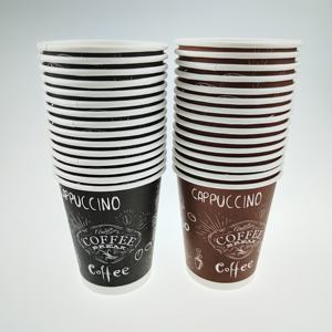 Vente en gros de gobelets en <span class=keywords><strong>carton</strong></span> noir jetables 8oz recyclables avec couvercle à impression personnalisée écologique Offre Spéciale - Product Image 6