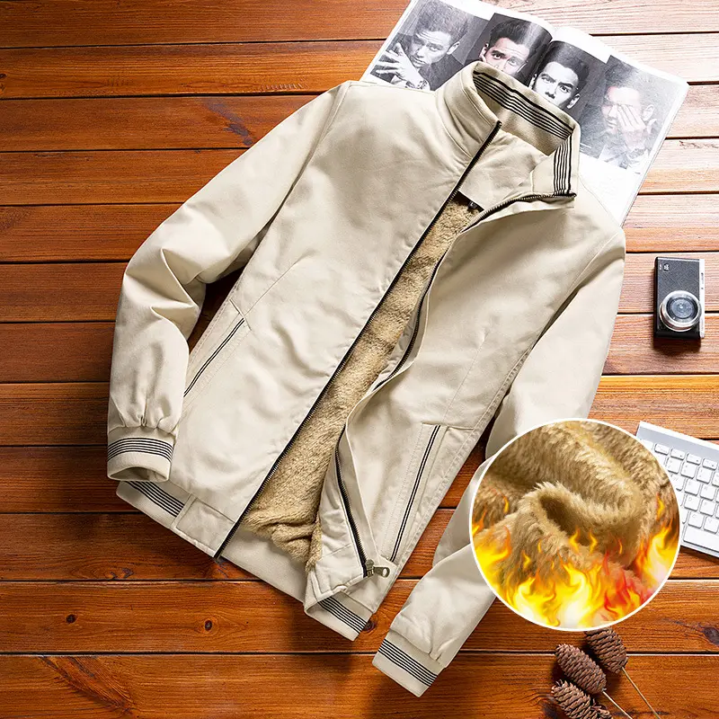 Men's Bomber Zipper Jacket Winter Male Fleece Warm Coats Casual Streetwear Hip Hop Slim Fit Pilot Jackets Mens Clothing