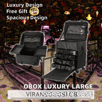 OBOX Professionnel Luxe Écologique Toile Imperméable Léger Grande Capacité Maquillage Beauté Cosmétique Bijoux Artiste Onglerie