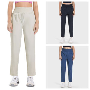 Pantalones Casuales de <span class=keywords><strong>Mujer</strong></span>, Estilo Minimalista, Corte Recto, Cintura Holgada, Pierna Ancha, Transpirables, para Primavera y Otoño - Product Image 5