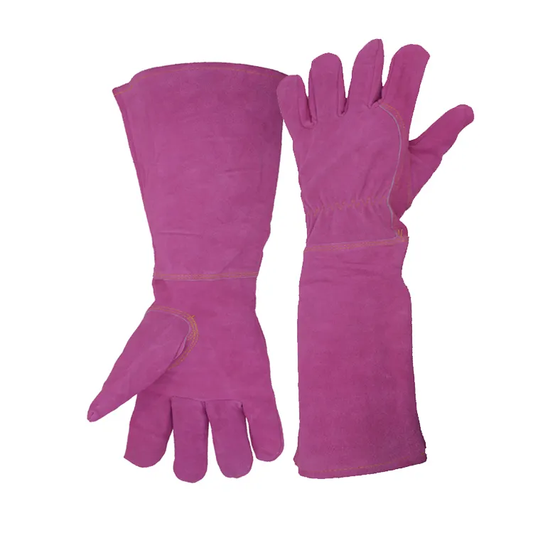 Glove For Hand HANDLANDY Multipurpose Pink Long Cuff Cowhide Gardening Leather Hand Gloves For Women