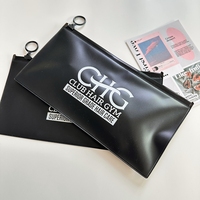 Sacs en PVC à fermeture éclair noirs personnalisés, épais et durables, petite pochette cosmétique, sac d'emballage en plastique pour outils de maquillage, pour gloss à lèvres