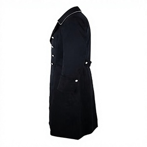 <b>Black</b> Double Breasted <b>Men</b> Trench Greatcoat Longline Formal <b>Overcoat</b> Shoulder Epaulier Outerwear - Product Image 4