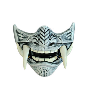 ฮาโลวีนหน้ากากญี่ปุ่น Latex ครึ่งหน้าปีศาจคอสเพลย์เครื่องแต่งกายหน้ากากอัดลมสําหรับชายเด็ก - Product Image 3