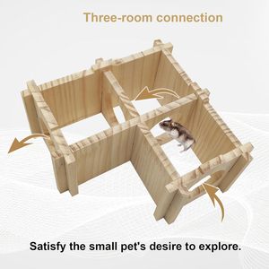 JTPAWS - Cachette moderne en bois pour hamster d'extérieur avec échelle et plateforme amovible - Accessoires de <span class=keywords><strong>cage</strong></span> en bois pour petits animaux - Product Image 4