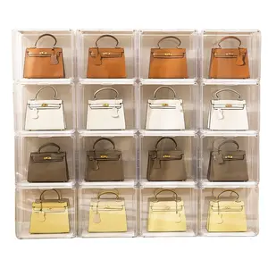 Organizer für Closet Clear Acryl Display Box für Handtasche Stapelbare Tasche mit Magnet tür Stilvolle Aufbewahrung behälter für Kosmetika