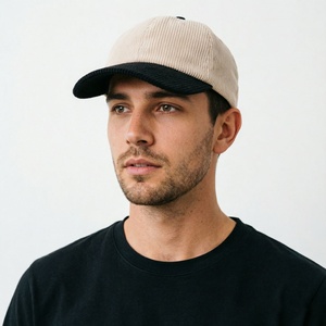 Custom Embroidery Logo 6 Panel Gorras Blank <b>Plain</b> Curved Brim Corduroy Hat Dad Hat Two Tone Low Profile Corduroy Baseball <b>Cap</b> - Product Image 3