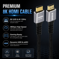 Câble HDMI 2.1 mâle-mâle 8K 48 Gbps ultra haute vitesse 8K/60Hz 4K/120Hz 144Hz tressé